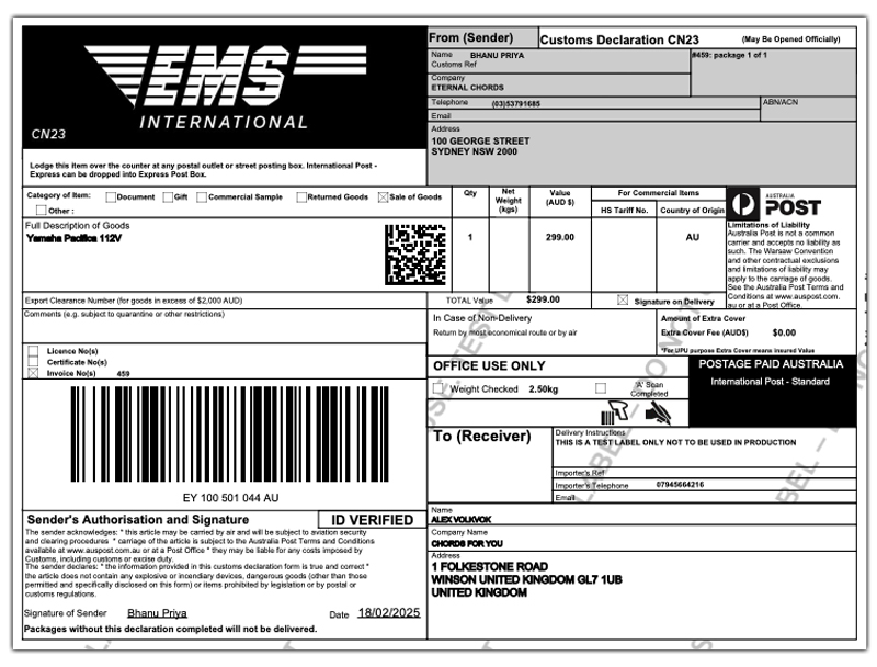 mypost business international label
