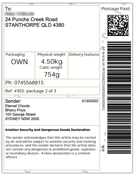 label for 2nd package 
