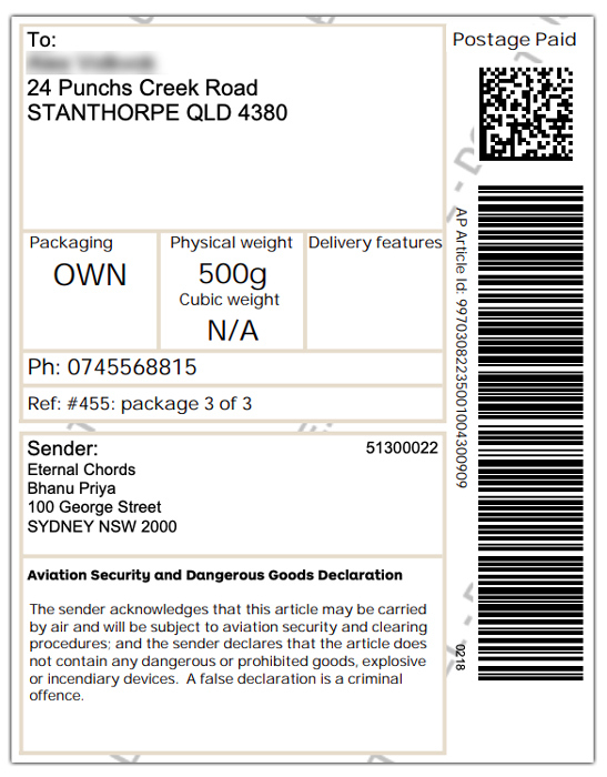 label for 3rd package 