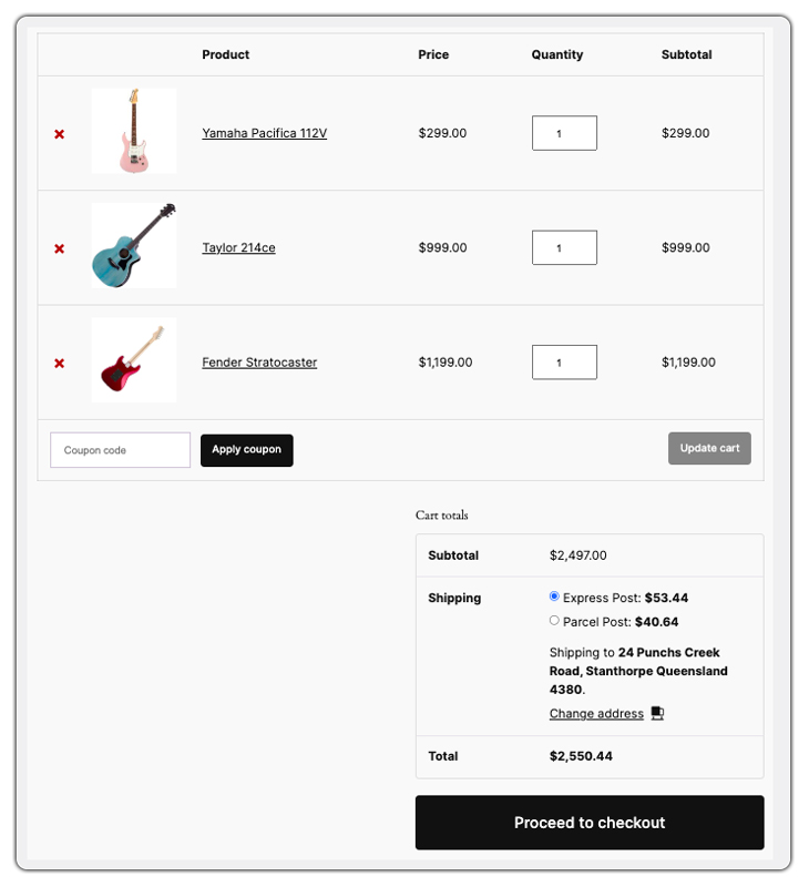 multiple orders in cart 