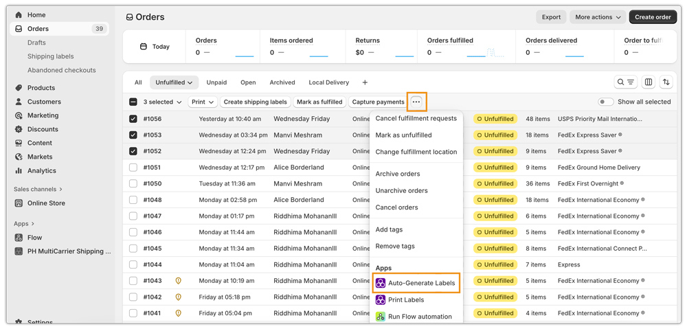 generate fedex label in bulk