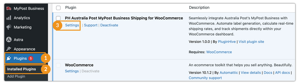 mypost business settings