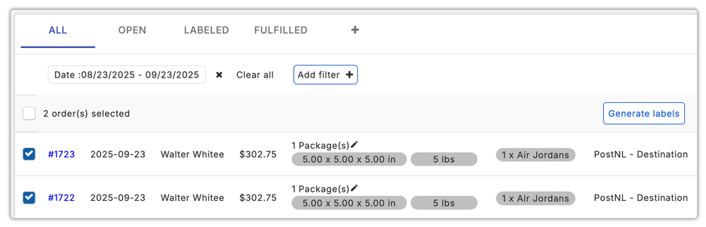 postnl label printing