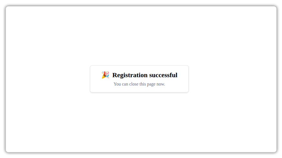 account registration successful 