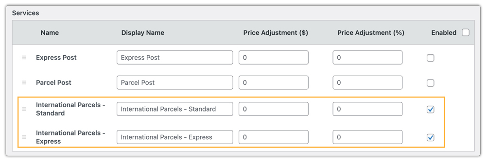 shipping services for zone 