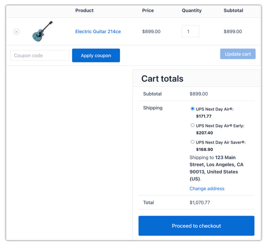 ups rates at the woocommerce checkout 