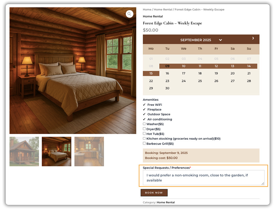 woocommerce booking notes