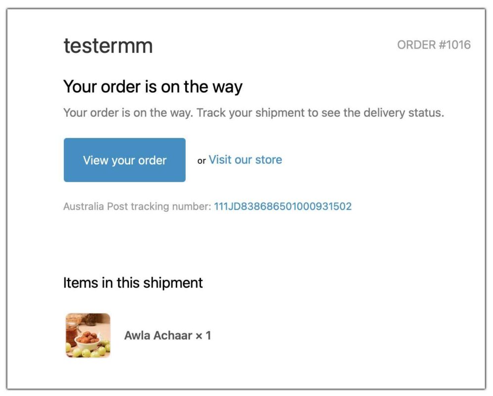 australia post tracking in shopify