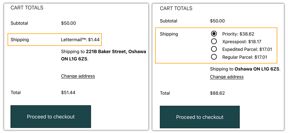 canada post shipping rates