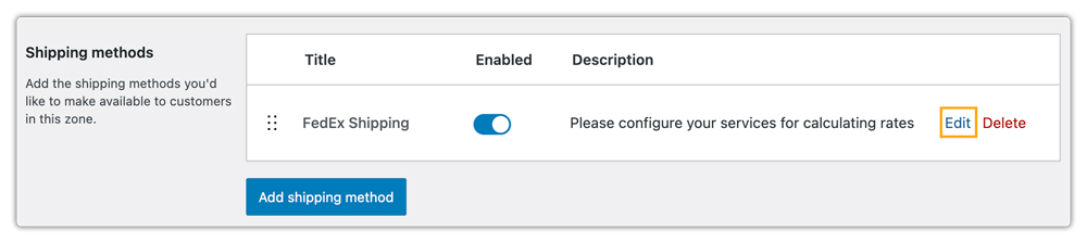 edit fedex shipping method