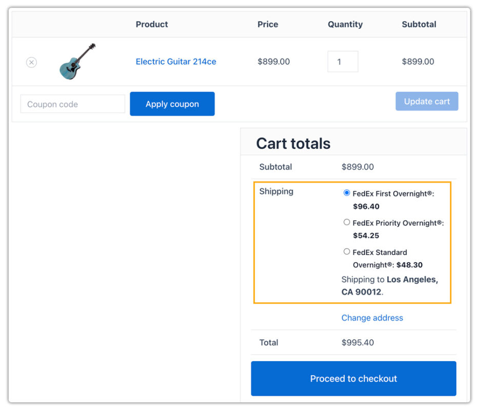 fedex rates at cart