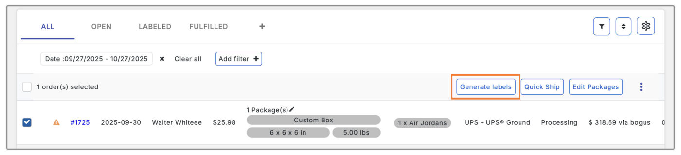 print ups labels in shopify