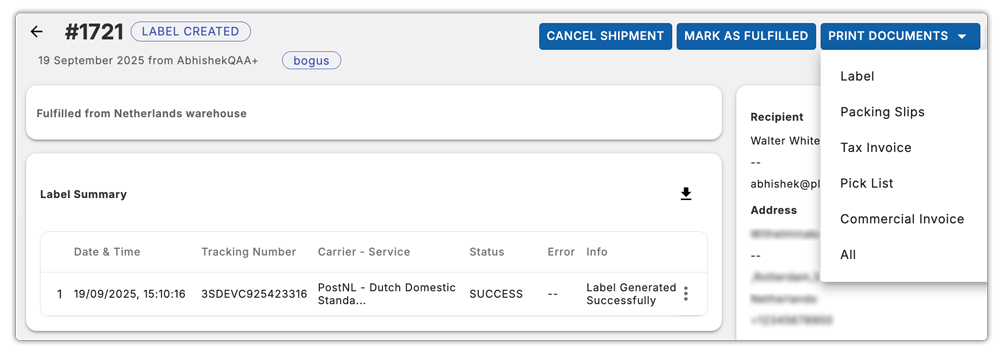 postnl custom documents