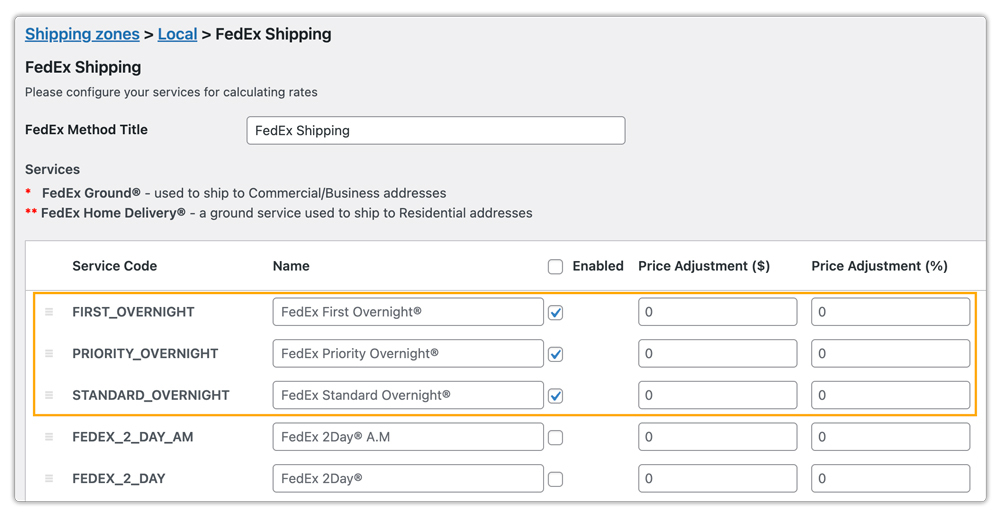 select fedex shipping services