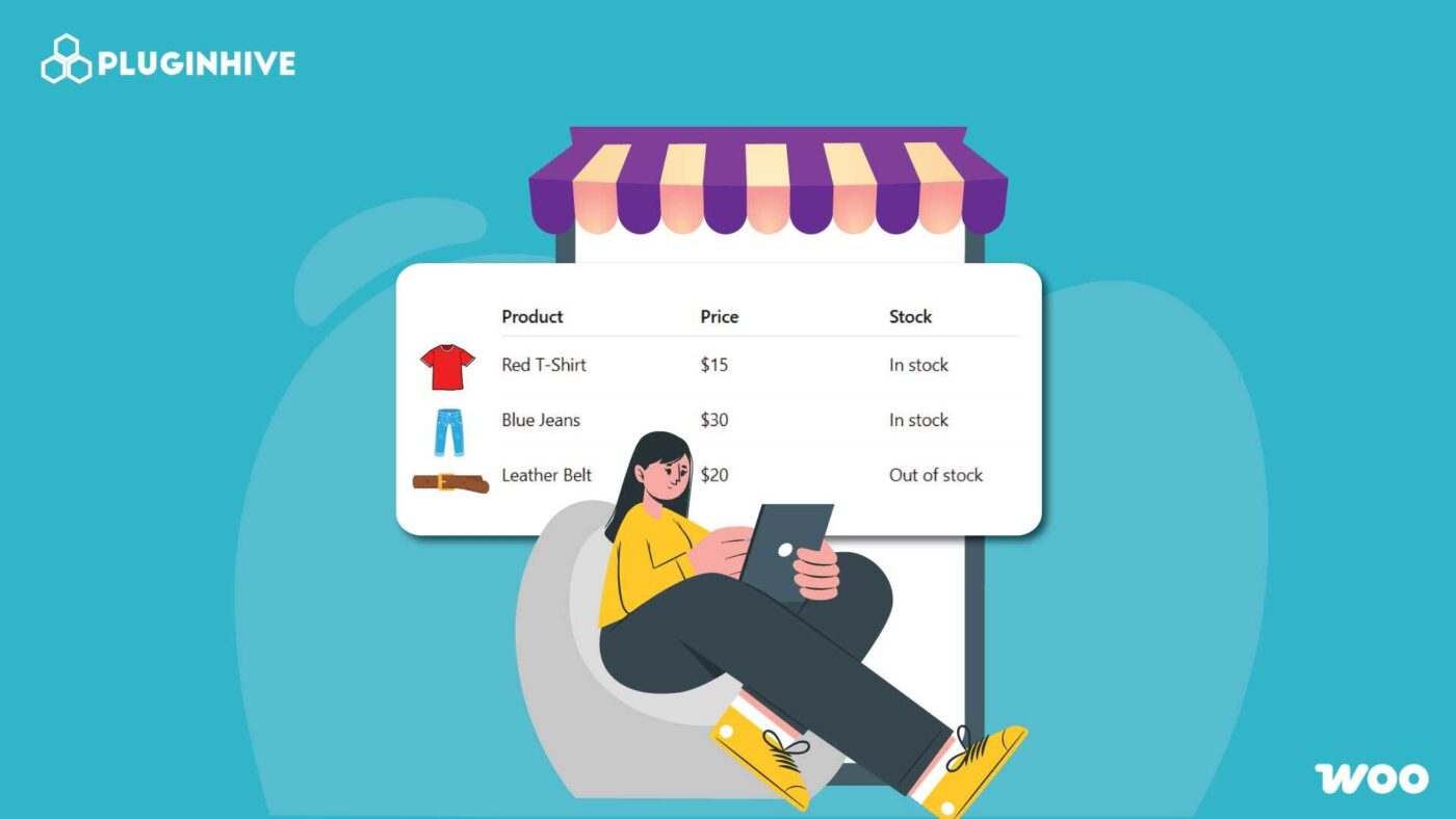 woocommerce product table