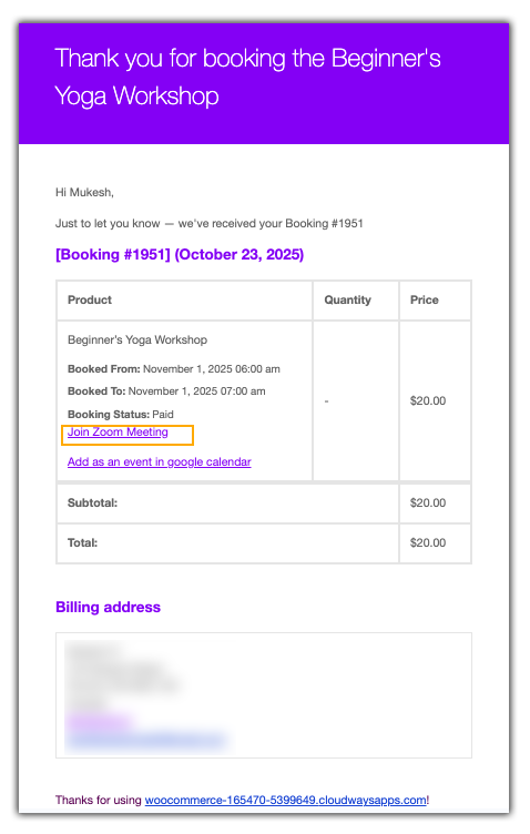 send webinar booking reminders