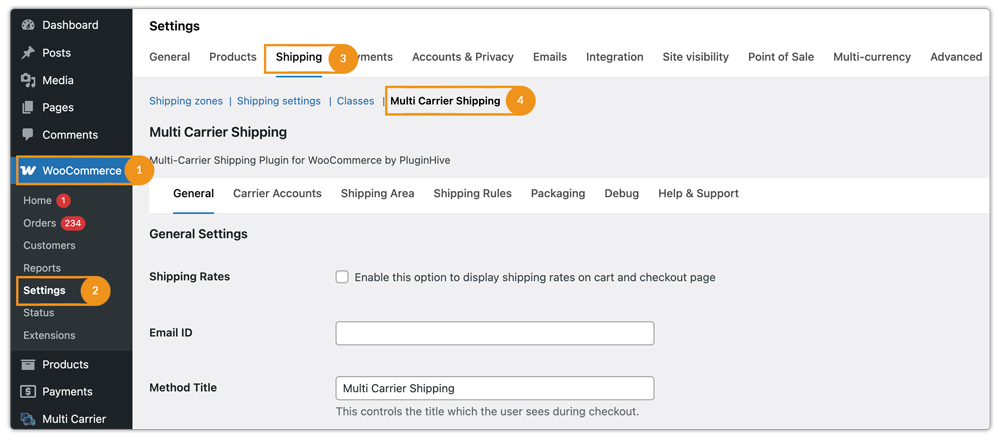 multi carrier shipping settings 
