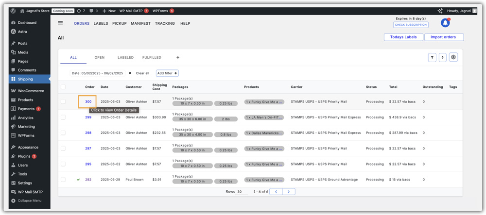 usps order selection