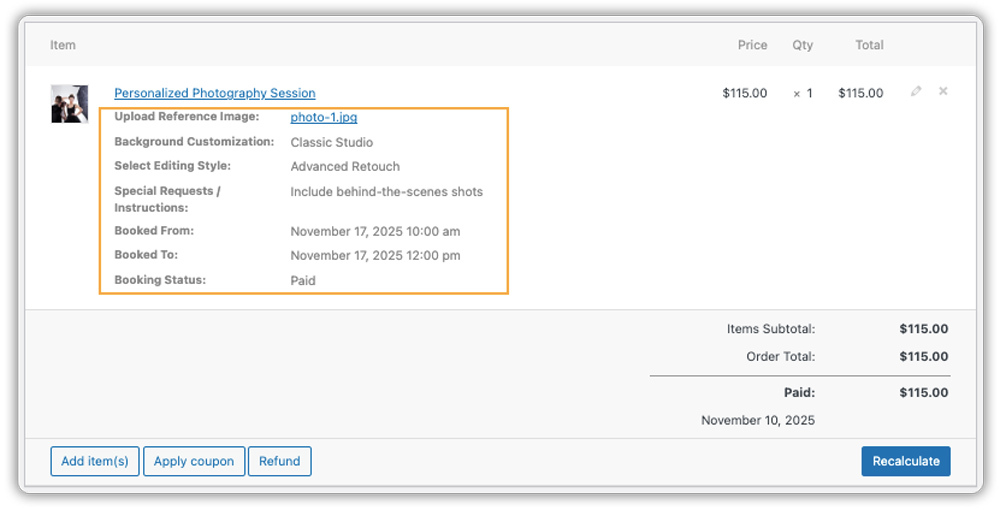customized photography booking