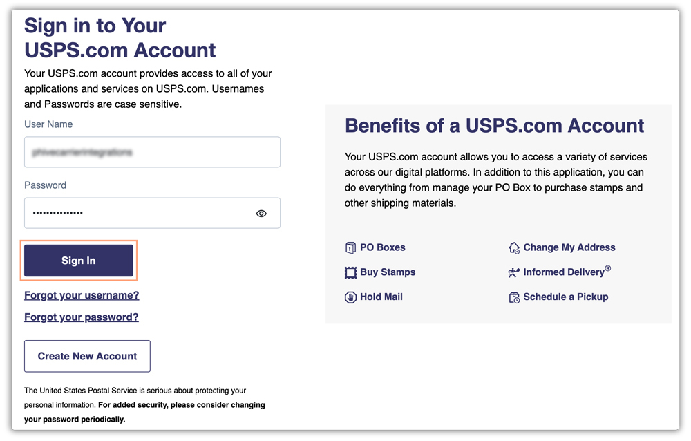 sign in to usps account 