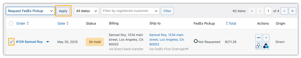 request fedex pickup 