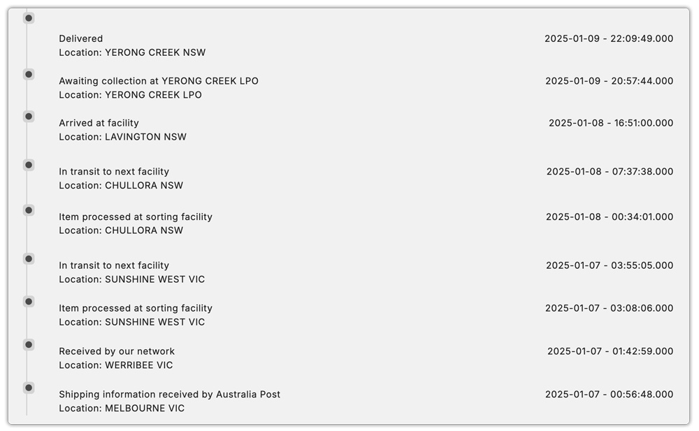 Australia post MCSL tracking status