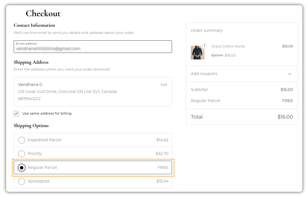 canada post rates at woocommerce checkout 