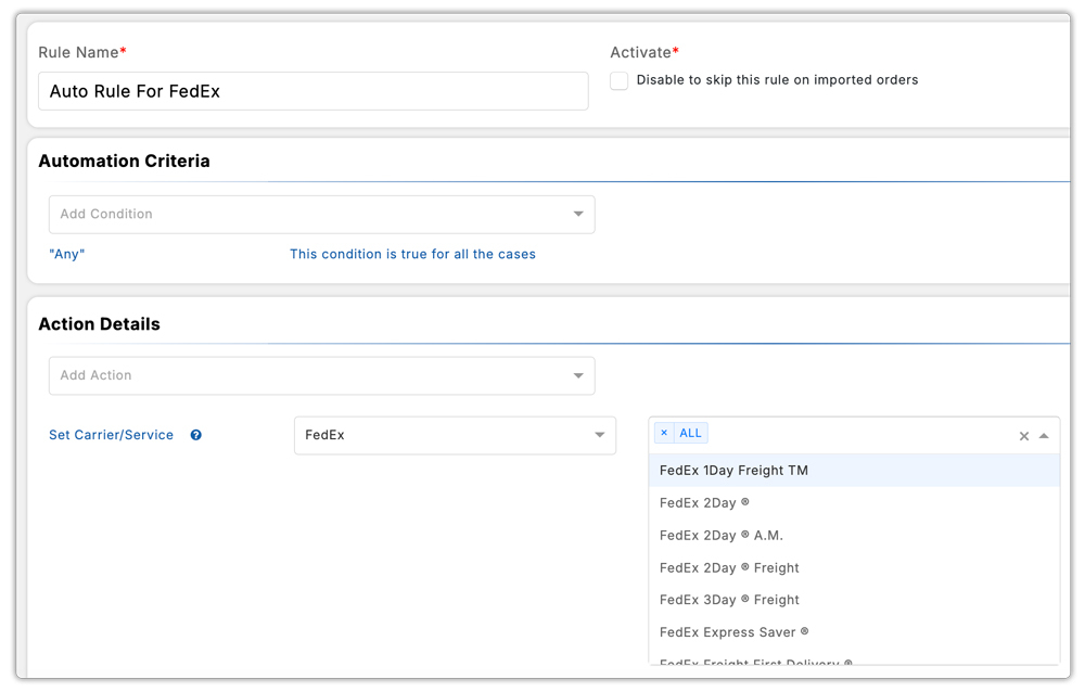shipping automation rules