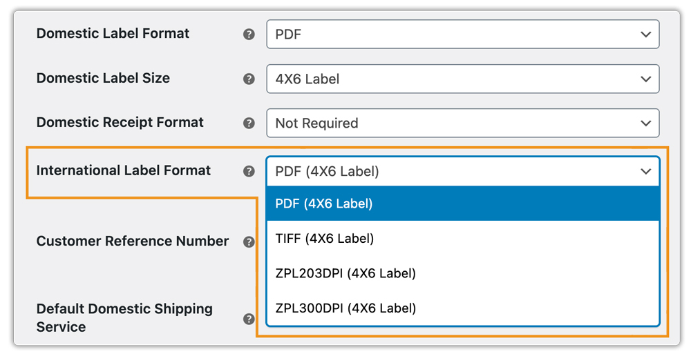 international label format 