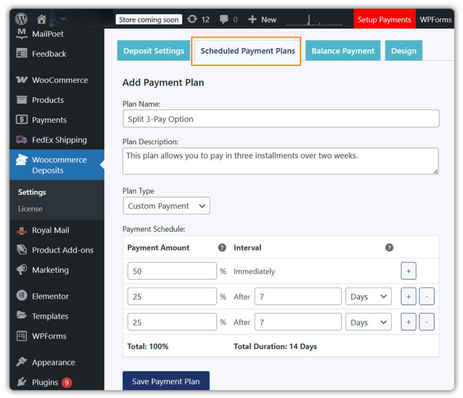 Create Scheduled Payment Plans 