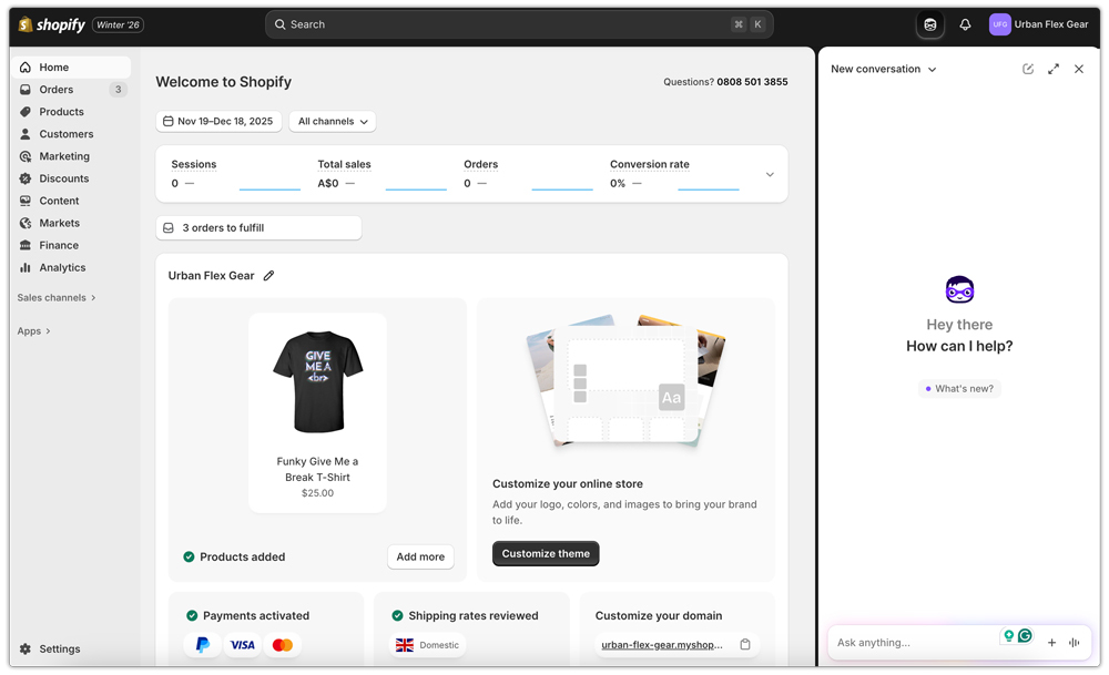 Shopify sidekick start conversation