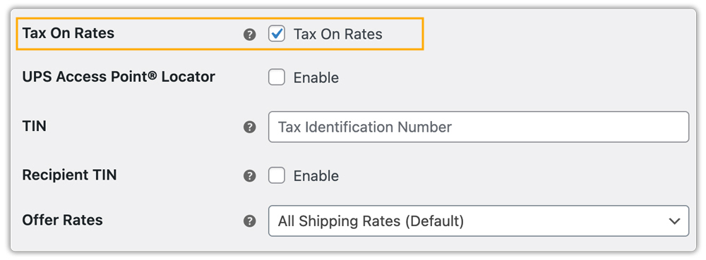 tax on shipping rates