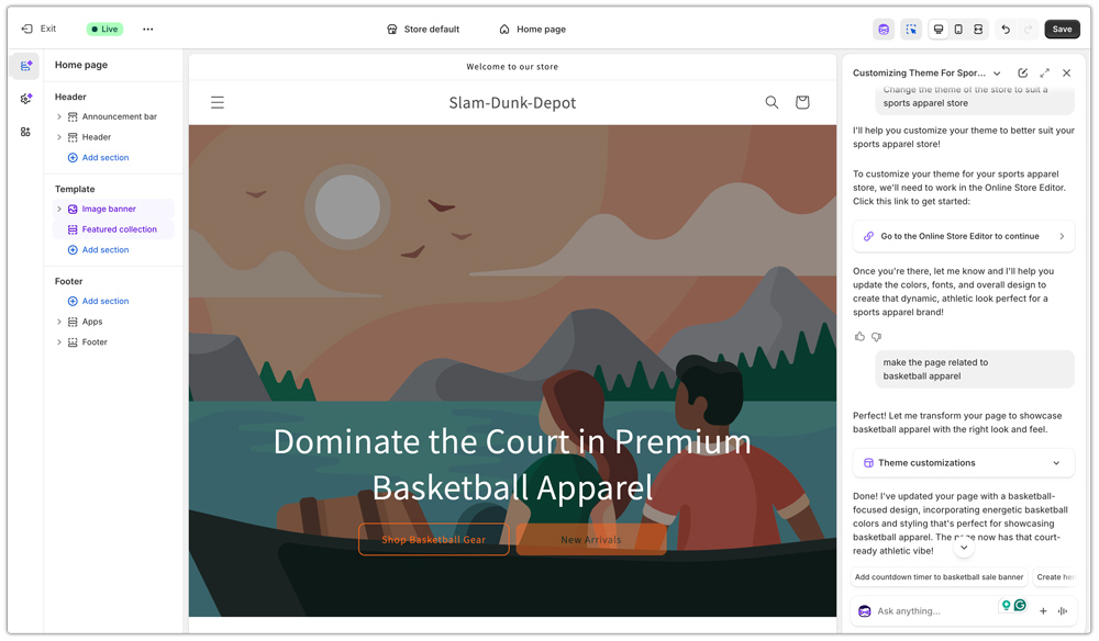 shopify theme changing query