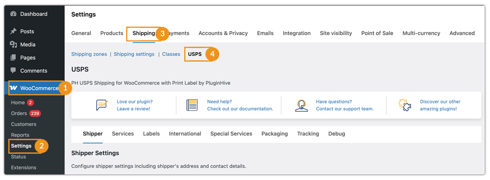usps shipping plugin settings