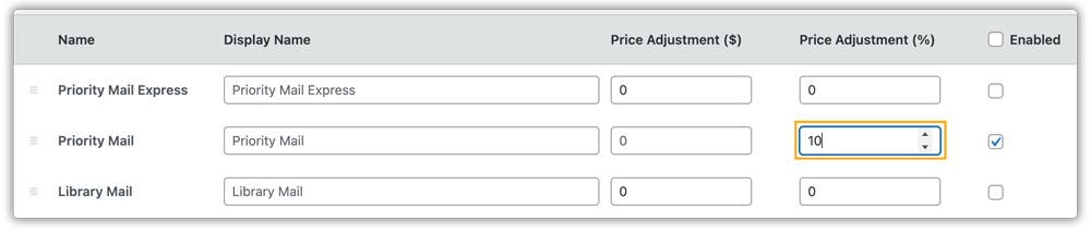percentage based adjustment 