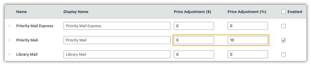 fixed and percentage based adjustment
