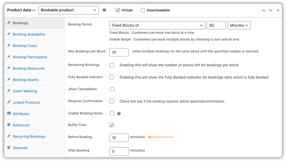 Set preparation Before or After the Booking