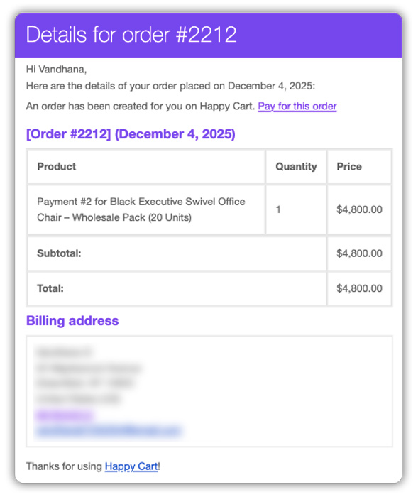 woocommerce deposits email