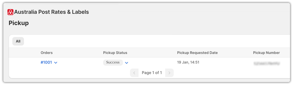australia post pickup page