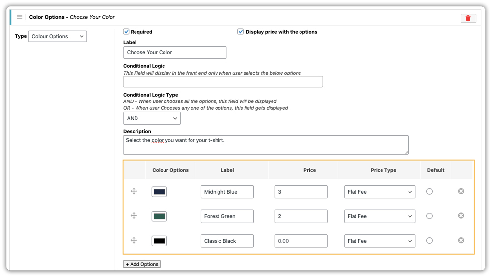 color option settings 