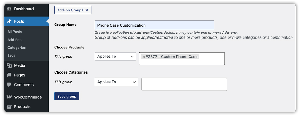 woocommerce product add-ons