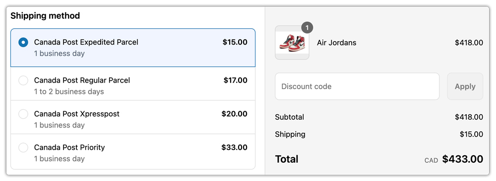 canada post domestic services