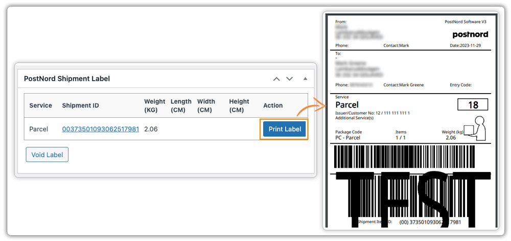postnord shipping label