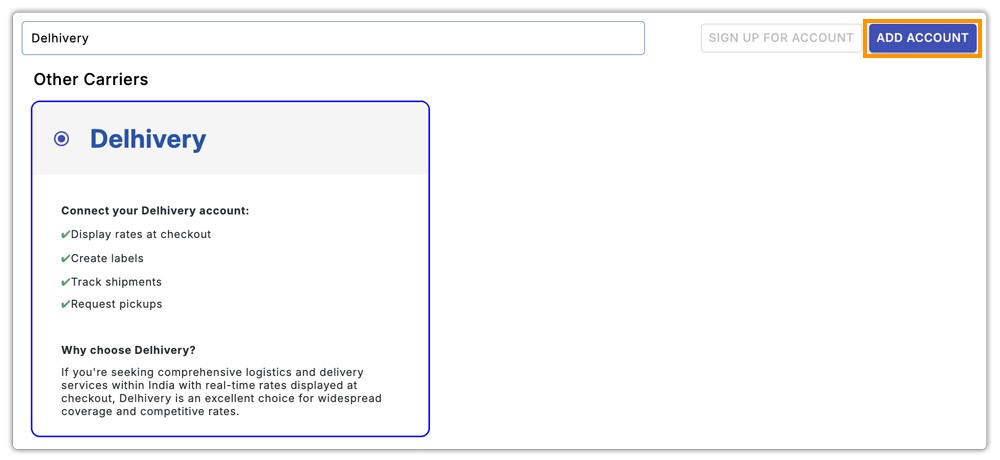 add delhivery carrier 