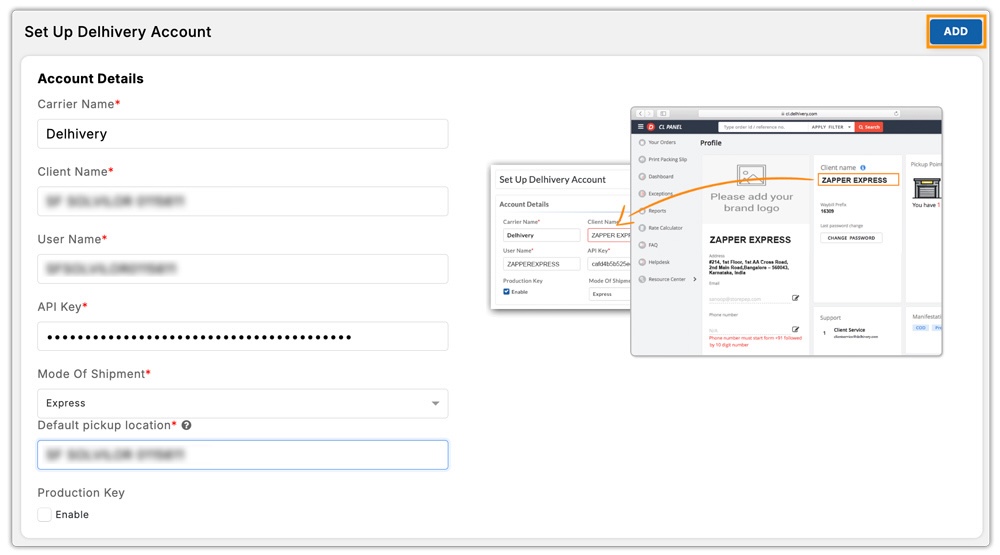 connect delhivery account 