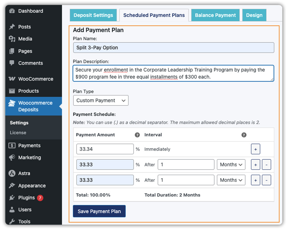 WooCommerce deposits vs payment plans
