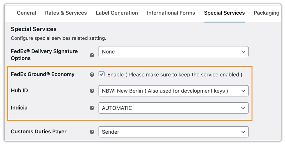 enable fedex ground economy