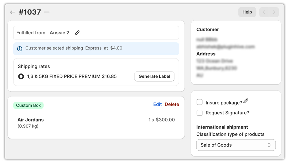 shopify auspost manual label generation