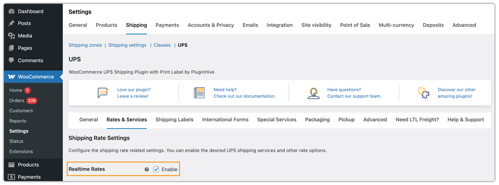 enable real time rates 