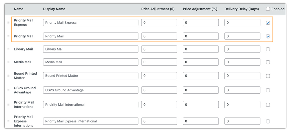 select usps services 